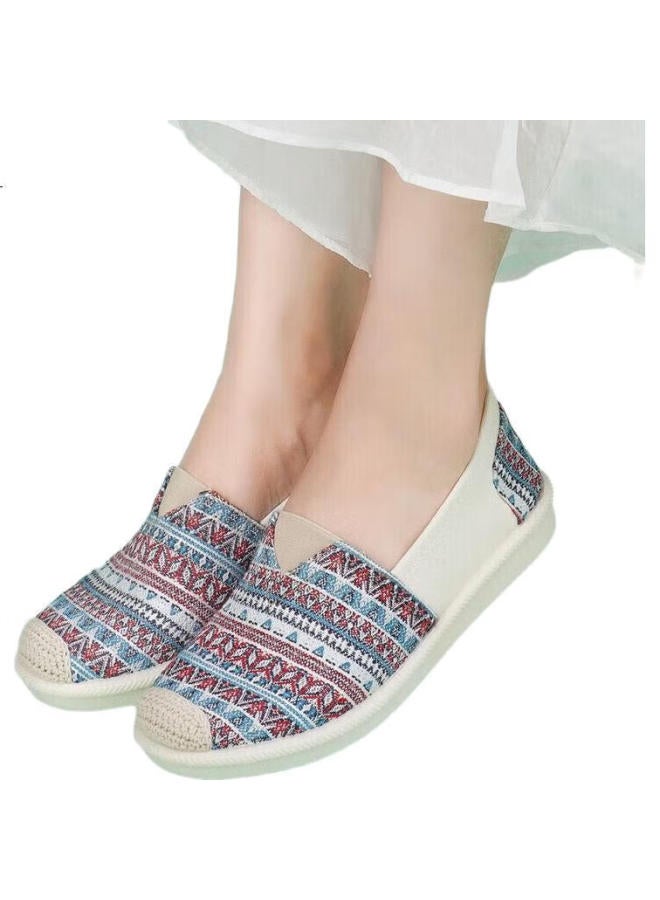 BUSHEYUAN Women'S Shoes, Nurse Work Flats, Ethnic Style Casual Old Beijing Cloth Shoes For Women, 110-7043, Light Blue, Size 38 - Image 2