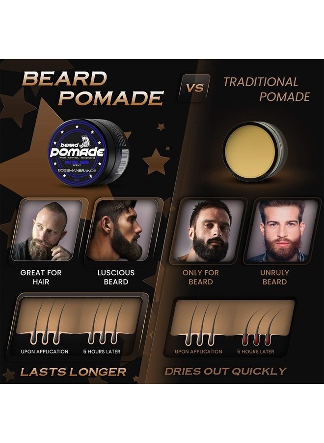 bossman Hair & Beard Pomade - Moisturizing with Longer Hold and Control - Men's Hair, Beard and Moustache Styling Product - Made in USA (Royal Oud Scent) - Image 1