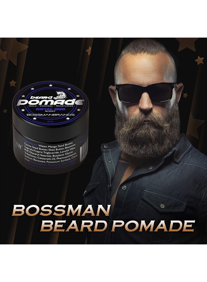 bossman Hair & Beard Pomade - Moisturizing with Longer Hold and Control - Men's Hair, Beard and Moustache Styling Product - Made in USA (Royal Oud Scent) - Image 2