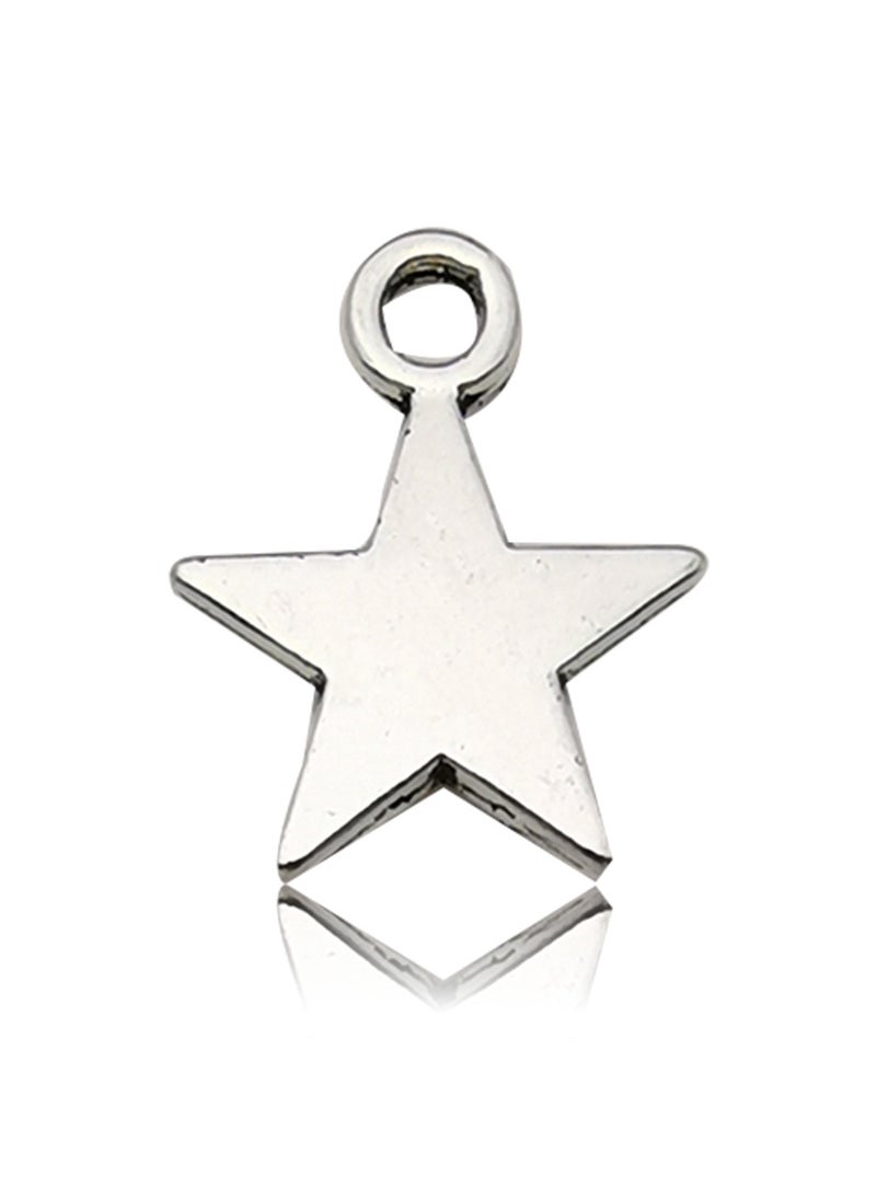 Generic - Vintage Diy Handmade Alloy Jewelry Accessories Star Hollow Out Pentagram Meteor Necklace Earrings Pendant Hanging Ornament 11202-ancient silver five-pointed star 0.6g-12x15mm - Image 1