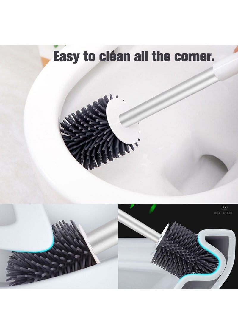 Home Care - Soft plastic TPR Silicone round scrub toilet brush With Holder for bathroom cleaner - Image 1