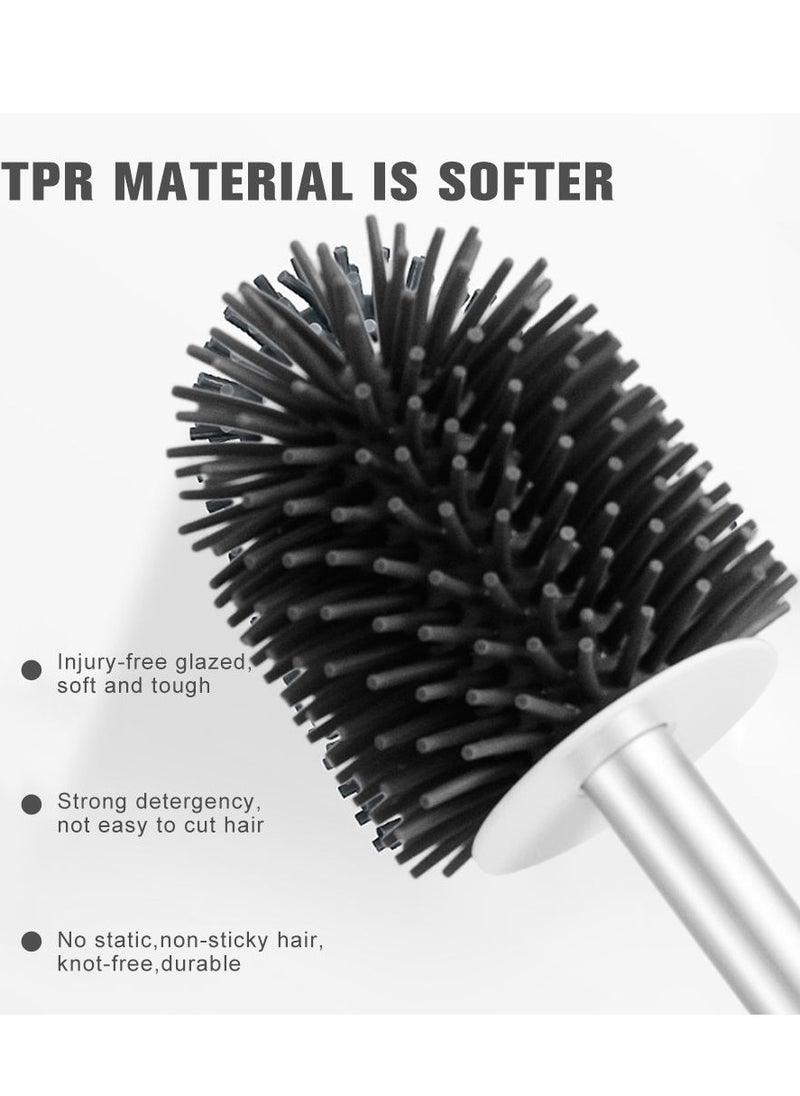 Home Care - Soft plastic TPR Silicone round scrub toilet brush With Holder for bathroom cleaner - Image 1