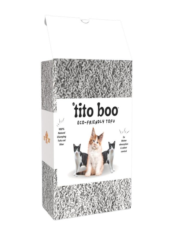 TITO BOO رمل القطط تيتو بو توفو: 2.5 كجم من رمل القطط الطبيعي، المتكتل والقابل للغسل في المرحاض، لمنازل خالية من الروائح الكريهة وقطط وقطط صغيرة سعيدة (عبوة واحدة، كربون نشط) - Image 1