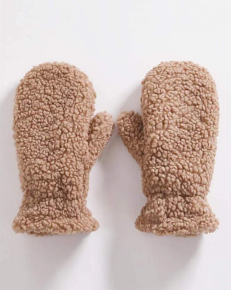 Bahels Women's Camel Plush Teddy Soft Viral Gloves