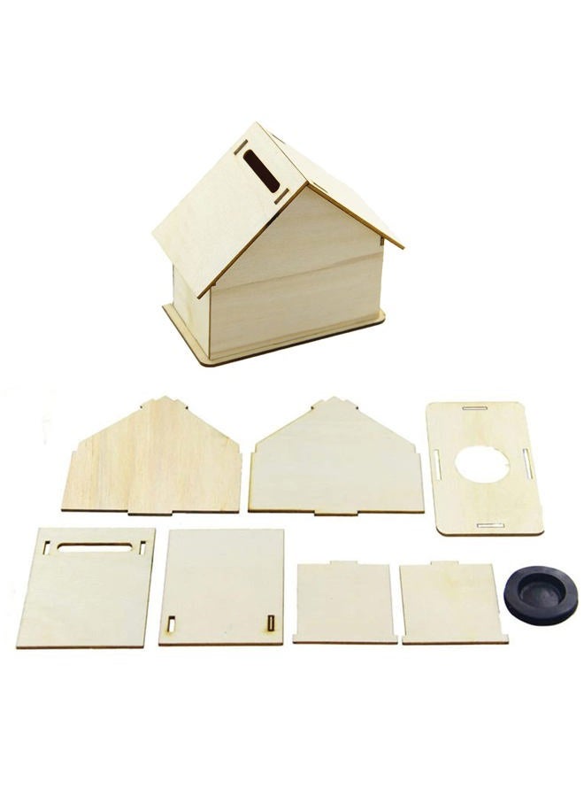 alfyng 6 Pcs DIY Wooden Piggy Bank, Children's Handmade House Coin Bank, Paint and Decorate Assembly House Craft Kits, Fun Unfinished Art Craft Creative Gifts for Kids (4.1"x4.1"x2.2") - Image 3