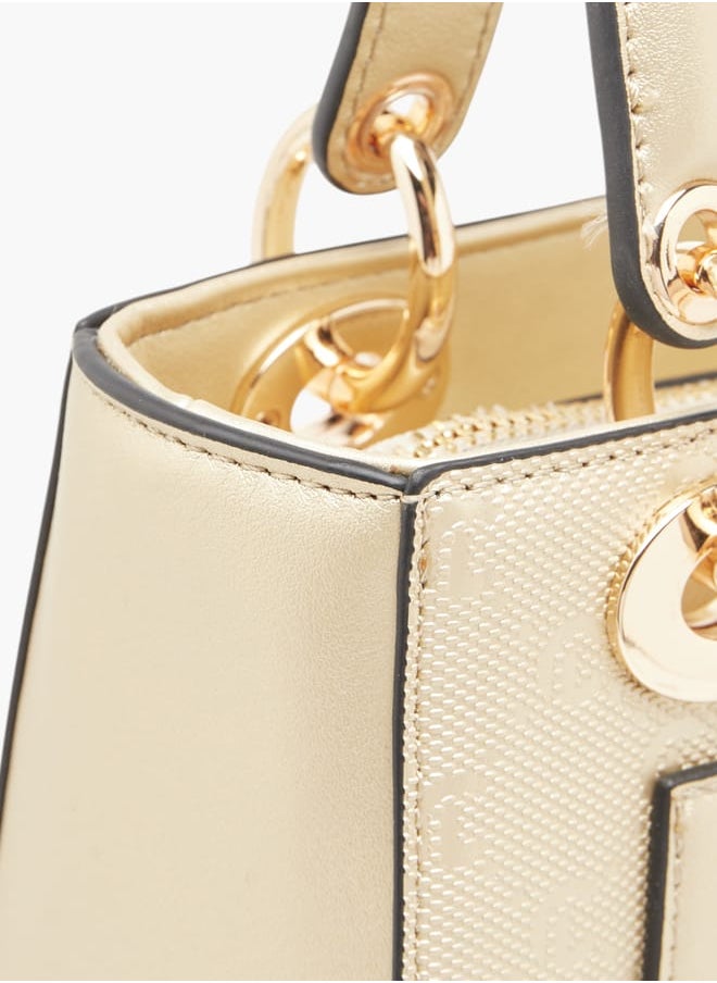 Le Confort Women Monogram Embossed Tote Bag with Zip Closure  - Image 5