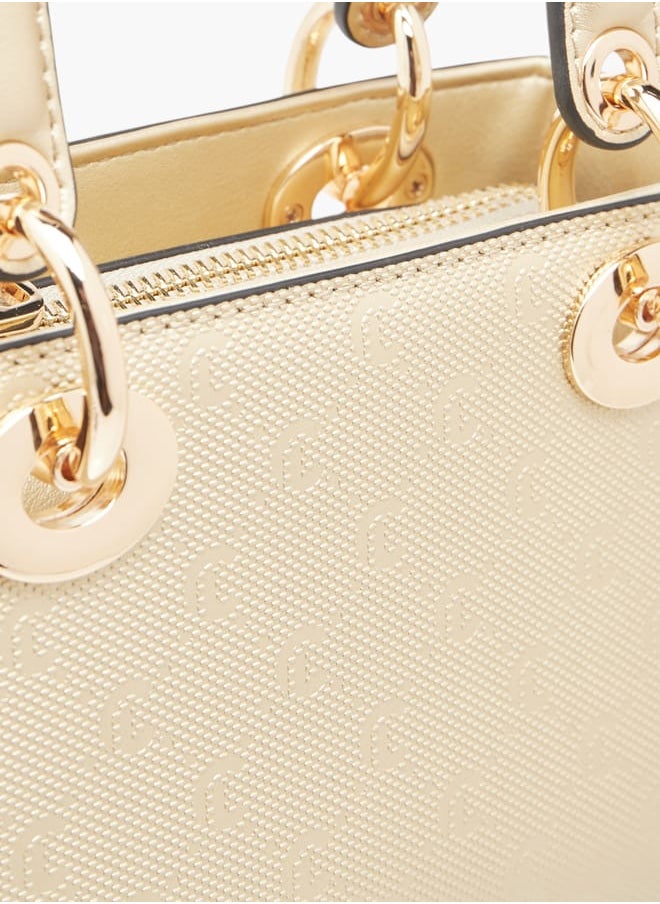 Le Confort Women Monogram Embossed Tote Bag with Zip Closure  - Image 4