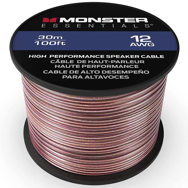 Monster XP Copper Clad Aluminum (CCA) Speaker Wire 12 Gauge Cable 100 FT Spool - Ideal for Home Cinema Cables and Car Audio Cable - Image 1