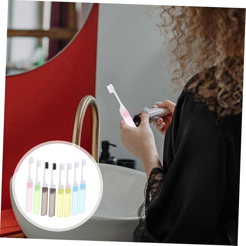 SAFIGLE 8 Pcs Travel Toothbrush Kit Folding Brush Case For Business Trips Outdoor Random Color - Image 5