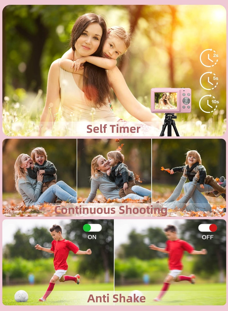 ASIV Digital Camera, FHD 1080P Kids Camera 44MP Point and Shoot Digital Camera with 32GB SD Card, 16x Zoom, Lanyard, Small Compact Camera for Kids Boys Girls  - Image 2