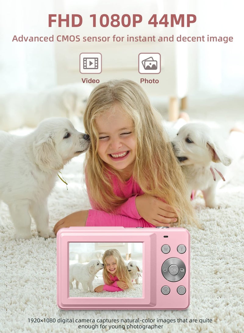 ASIV Digital Camera, FHD 1080P Kids Camera 44MP Point and Shoot Digital Camera with 32GB SD Card, 16x Zoom, Lanyard, Small Compact Camera for Kids Boys Girls  - Image 3