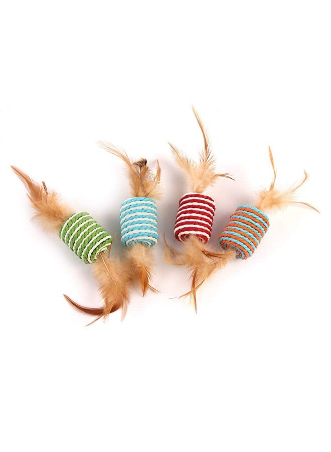 Sisal Ball Cat Interactive Kitten Training Balls Bite Resistant Cat Toys Interactive Cat Toy Ball Scratch Ball Cat Feather Toy (1 Pcs Pack) - Image 2