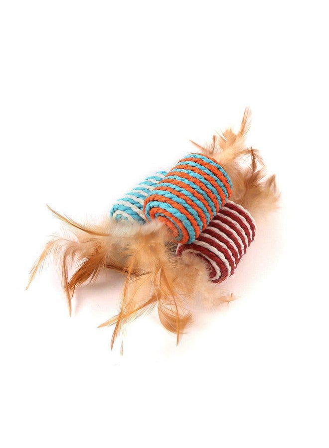 Sisal Ball Cat Interactive Kitten Training Balls Bite Resistant Cat Toys Interactive Cat Toy Ball Scratch Ball Cat Feather Toy (1 Pcs Pack) - Image 3