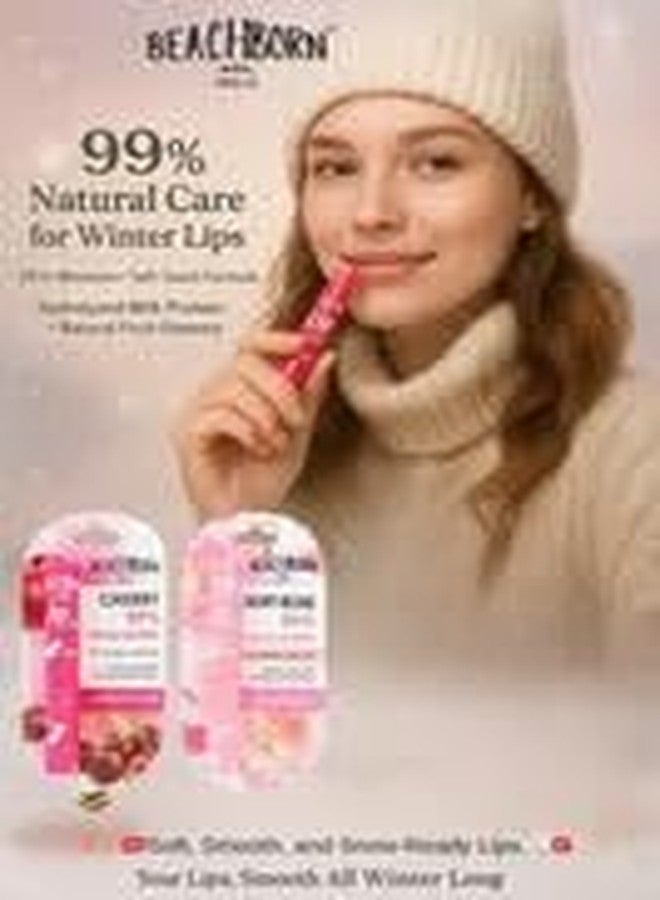 Beachborn India 99% Caring Lip Balm Duo Pack, Cherry and Soft Rose Flavors, 24h Moisture Formula with Hydrolyzed Milk Protein, Natural Winter Care, 50g (Pack of 2) - Image 3
