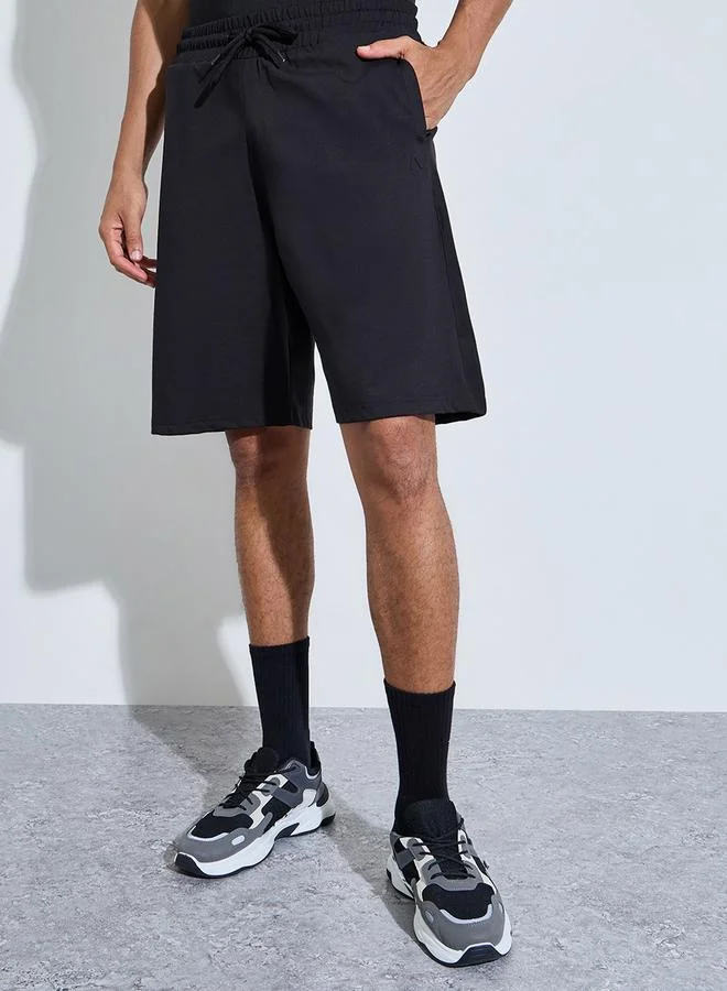 ستايلي Black Activewear Sports Shorts with Drawstring