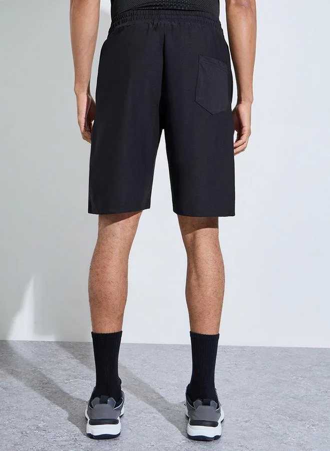 Styli  Black Activewear Sports Shorts with Drawstring for Men | Best Price UAE