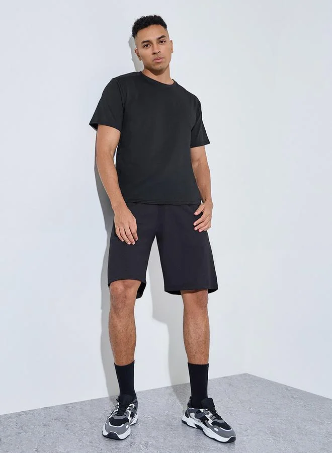 ستايلي Black Activewear Sports Shorts with Drawstring