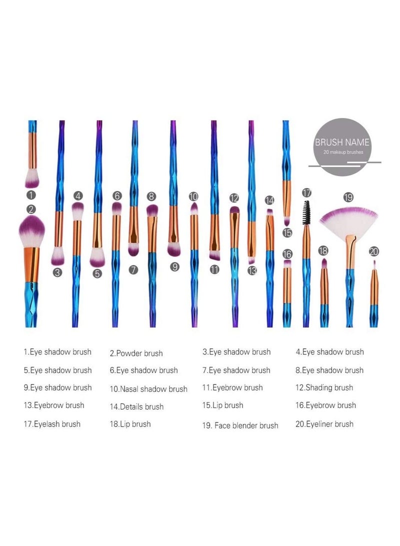 ORiTi 20-Piece Makeup Brush Set, Powder Eyeshadow Foundation Blush - Image 3