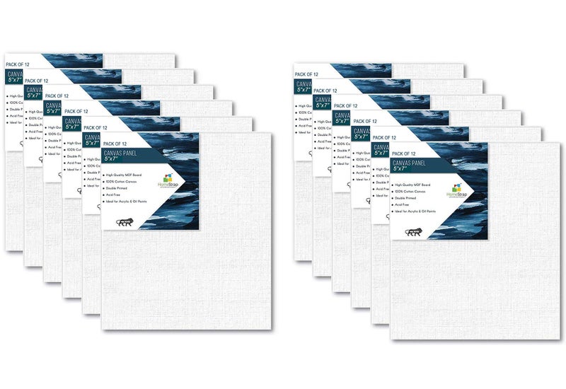 Homestrap Cotton Canvas Board Medium Grain 5 X 7 Inch - Pack of 12 - White - Image 1