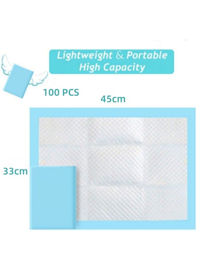 100 Pcs Baby Disposable Underpad Incontinence Changing Pad Baby Diapers Newborn Pads Soft Breathable Waterproof Leak Proof Quick Absorb (33*45 Cm) - Image 2