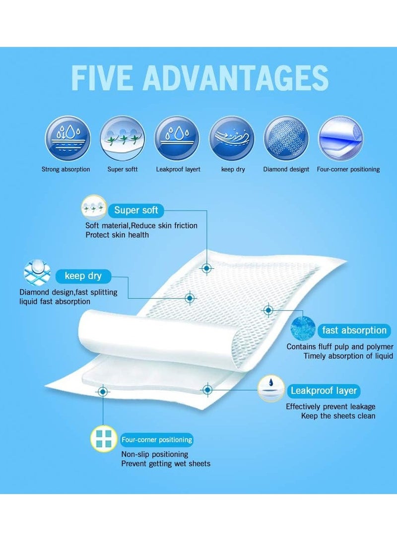 100 Pcs Baby Disposable Underpad Incontinence Changing Pad Baby Diapers Newborn Pads Soft Breathable Waterproof Leak Proof Quick Absorb (33*45 Cm) - Image 3