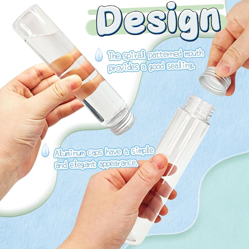 OJYUDD 18 PCS 115ml Clear Plastic Test Tubes,150 x 33mm Flat Test Tube,Plastic Test Tube with Screw Caps and 1 Cleaning Brush for Bath Salt,Candy Storage,Science Party Favors,Wedding Decor - Image 4