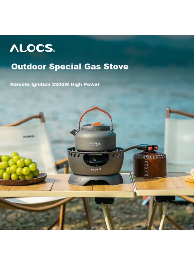 ALOCS موقد التخييم الخارجي Ailu Cust Er، موقد غاز، رأس موقد خرطوشة، إشعال إلكتروني قابل للفصل، موقد أخضر صغير - Image 1