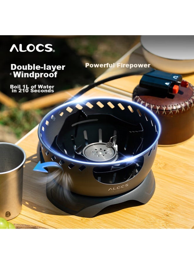 ALOCS موقد التخييم الخارجي Ailu Cust Er، موقد غاز، رأس موقد خرطوشة، إشعال إلكتروني قابل للفصل، موقد أخضر صغير - Image 5