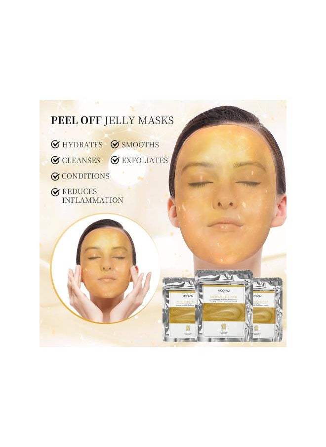 Generic - Jelly Face Mask, Peel-Off Jelly Mask Powder for Skin Care, Hydrating & Brightening Hydrojelly Mask, Peel Off Hydro Jelly Facial Mask DIY SPA Skin Care Set - 24k Gold - Image 1