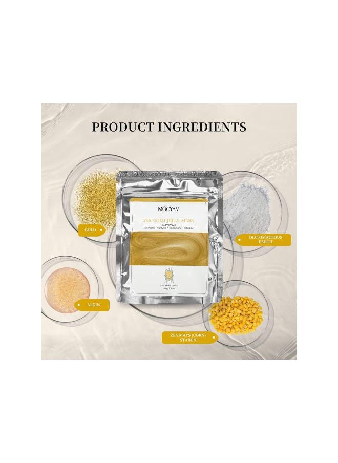Generic - Jelly Face Mask, Peel-Off Jelly Mask Powder for Skin Care, Hydrating & Brightening Hydrojelly Mask, Peel Off Hydro Jelly Facial Mask DIY SPA Skin Care Set - 24k Gold - Image 1