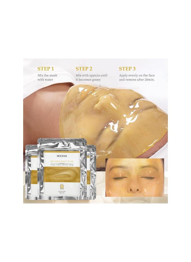Generic - Jelly Face Mask, Peel-Off Jelly Mask Powder for Skin Care, Hydrating & Brightening Hydrojelly Mask, Peel Off Hydro Jelly Facial Mask DIY SPA Skin Care Set - 24k Gold - Image 1