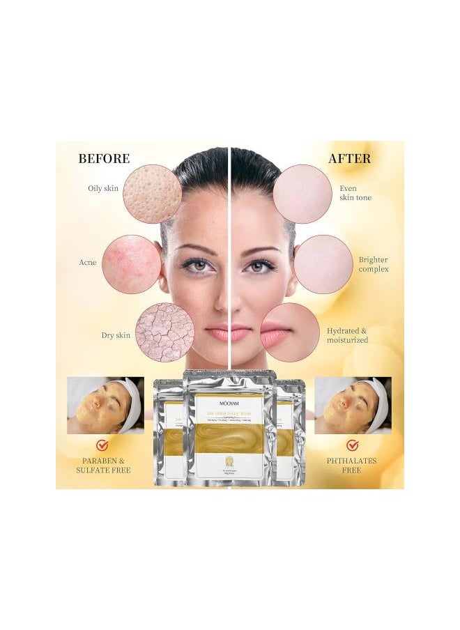 Generic - Jelly Face Mask, Peel-Off Jelly Mask Powder for Skin Care, Hydrating & Brightening Hydrojelly Mask, Peel Off Hydro Jelly Facial Mask DIY SPA Skin Care Set - 24k Gold - Image 1