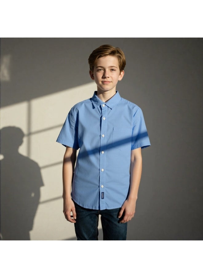 ZAIN GOLDEN Useful Button-down Collared Shirt Cotton ID2078 (Color: Sky Blue) (Size: 6-7 Years)  - Image 2