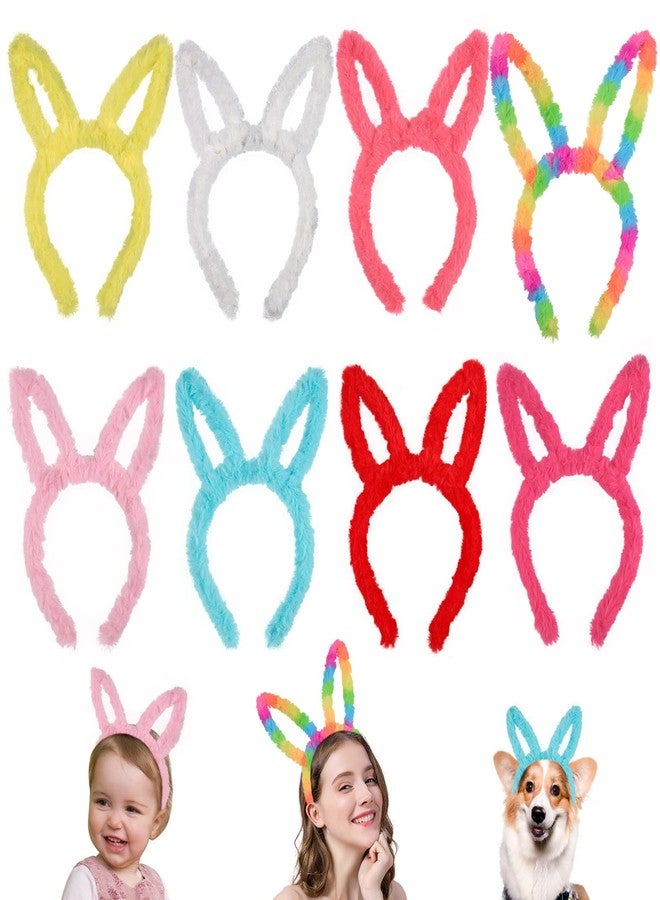 Fishdown Bunny Ears Headband,Plush Rabbit Ears Headbands,Fluffy Rabbit Ears Headband Easter Party, Cosplay Party Costume Headbands for Girls Women Kids,Set of 8 - Image 1