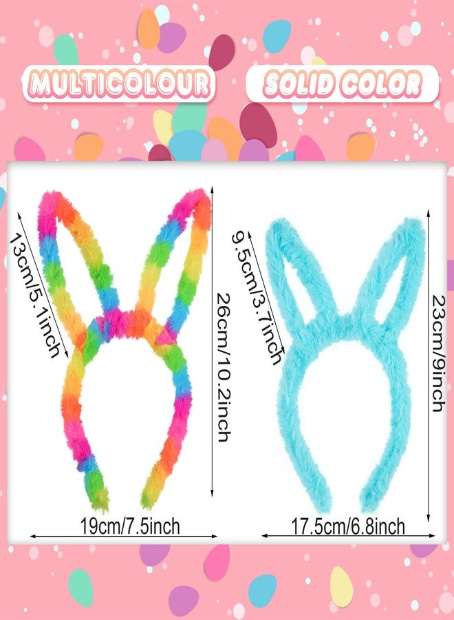 Fishdown Bunny Ears Headband,Plush Rabbit Ears Headbands,Fluffy Rabbit Ears Headband Easter Party, Cosplay Party Costume Headbands for Girls Women Kids,Set of 8 - Image 2