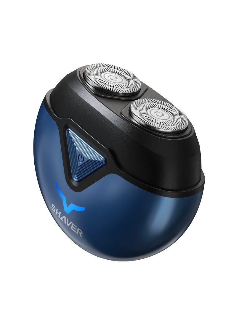 Mini Portable Electric Shaver Electric Razor for Men 2 Head Dust Cover with Mirror Travel Shaver Magnetic Shaving Head Dry Wet Close Shave USB Rechargeable Razor for Home, Office, Car(Bule)