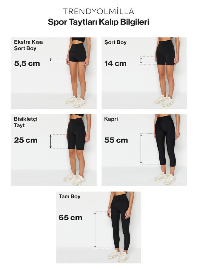 trendyol Black Reflective Print Detailed Full Length Knitted Sports Tights - Image 5