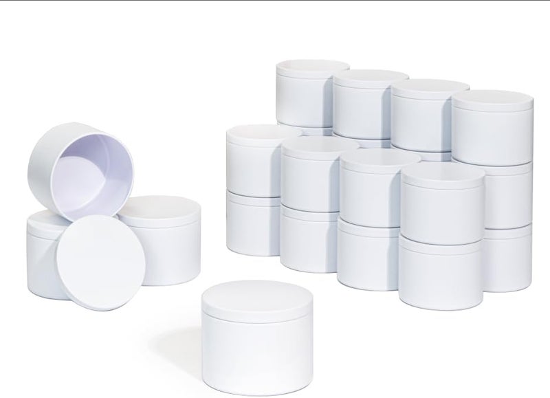 Aroparc White Candle Tins 8oz, 24 Piece, Straight Sided Bulk Candle Containers for Candle Making Supplies Wholesale Candle Jars - White - Image 1