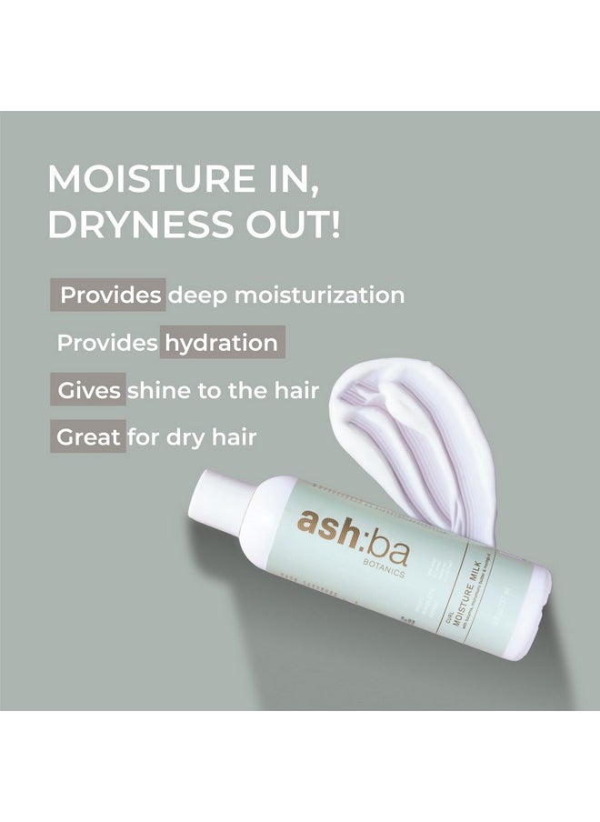 Ashba Botanics Curl Moisture Milk For Very Dry, Frizzy, Damaged, Curly & Wavy Hair | Leave In Cream With Moringa, Argan & Shea Butter For Deep Moisture, Frizz Control & Shine | For Men & Women - 100Ml  - Image 3