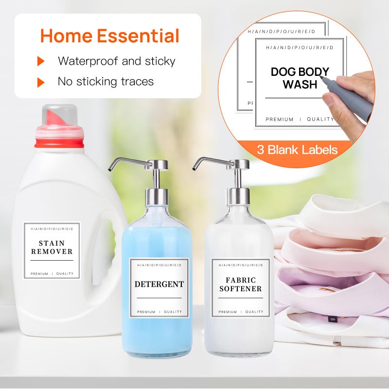 TESWEY 30PCS Waterproof Labels for Bottles, Minimalist Bathroom and Laundry Room Labels Set, Self-Adhesive Labels Stickers for Soap Dispenser and Laundry Jars, Hand Soap Shampoo Conditioner Label - Image 3