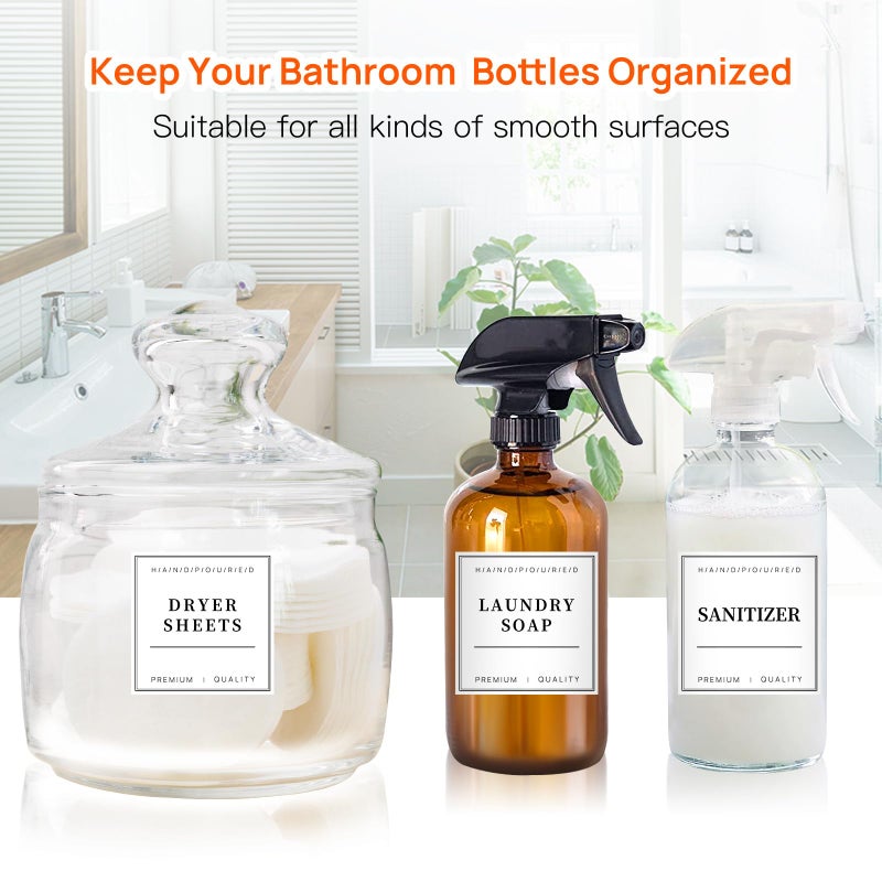 TESWEY 30PCS Waterproof Labels for Bottles, Minimalist Bathroom and Laundry Room Labels Set, Self-Adhesive Labels Stickers for Soap Dispenser and Laundry Jars, Hand Soap Shampoo Conditioner Label - Image 4