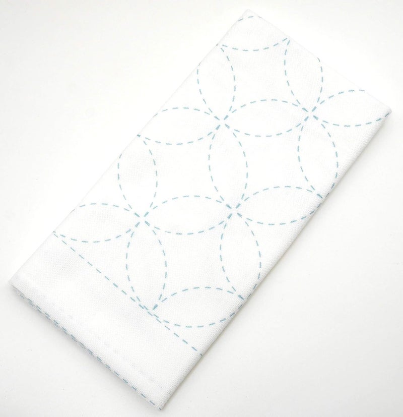 Yokota Sashiko Cloth Sashiko Fabric - Pre-Printed Sashiko Sampler - White with English Instruction Inside (White SHIPPO-TUNAGI)