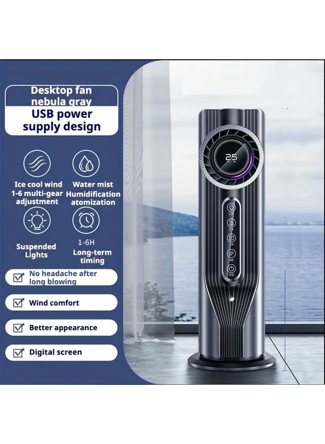 White Portable USB Desktop Air Cooler 6 Speed Fan Mist Humidifier Fast Cooling Quiet - Image 3