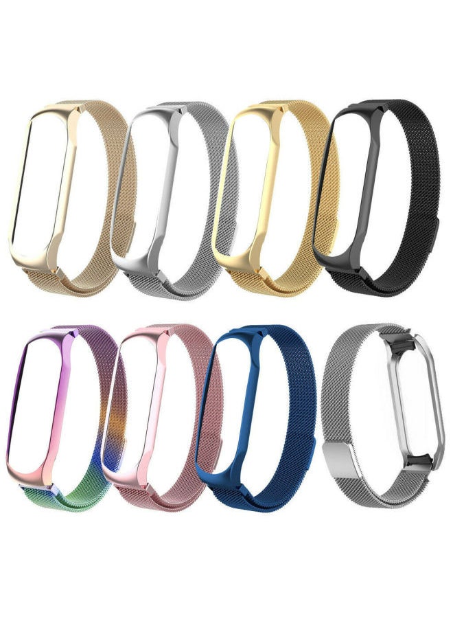 Generic - For XiaomiBracelet 3/4 Generation Universal Wristband For Xiaomi5.6.7 Generation Milanese Nice Stainless Steel Watch Band-Color:Millet 5 Rose Gold - Image 1