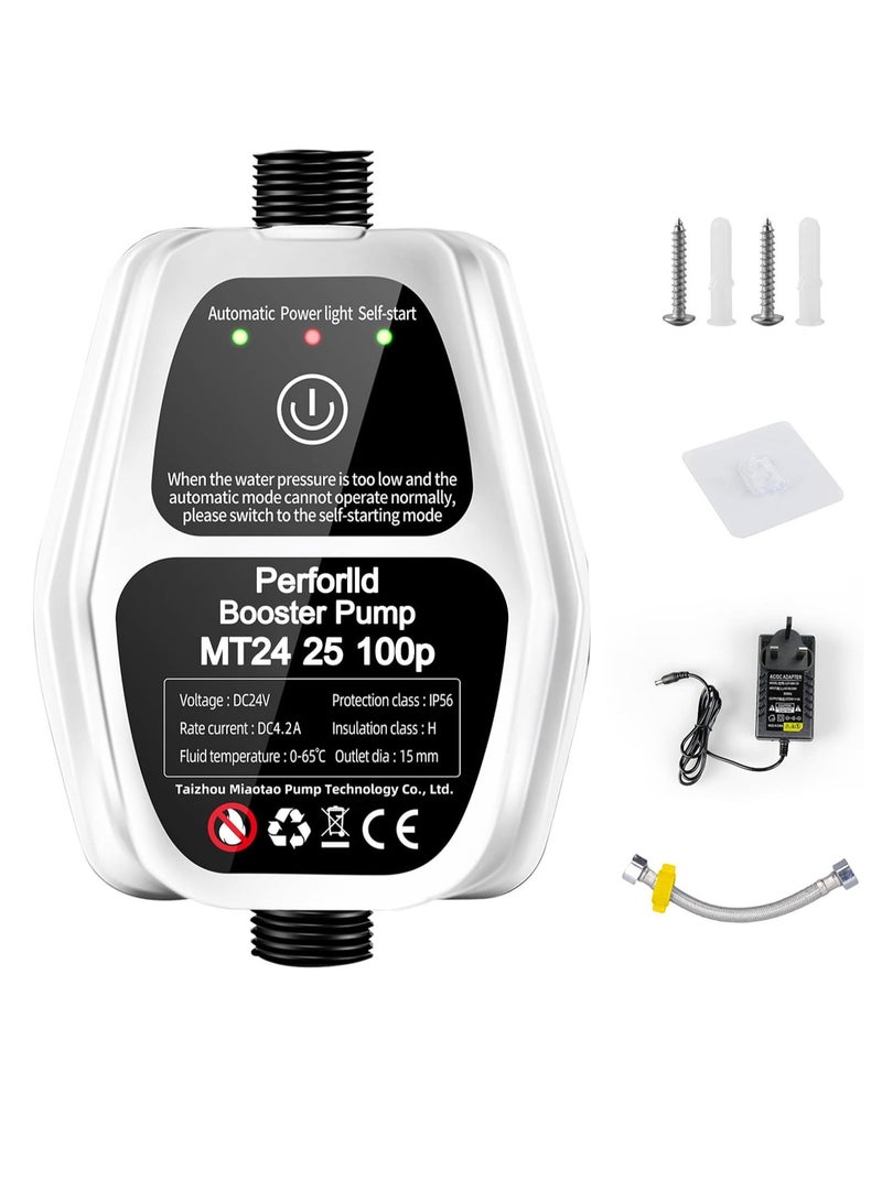 Perforlld Water Booster Pump,24V Automatic Shower Water Pressure Booster Pump,150W Portable Water Booster Pump Household with Flow Switch for Bathroom Shower/Kitchen/Toilet/Garden - Image 1