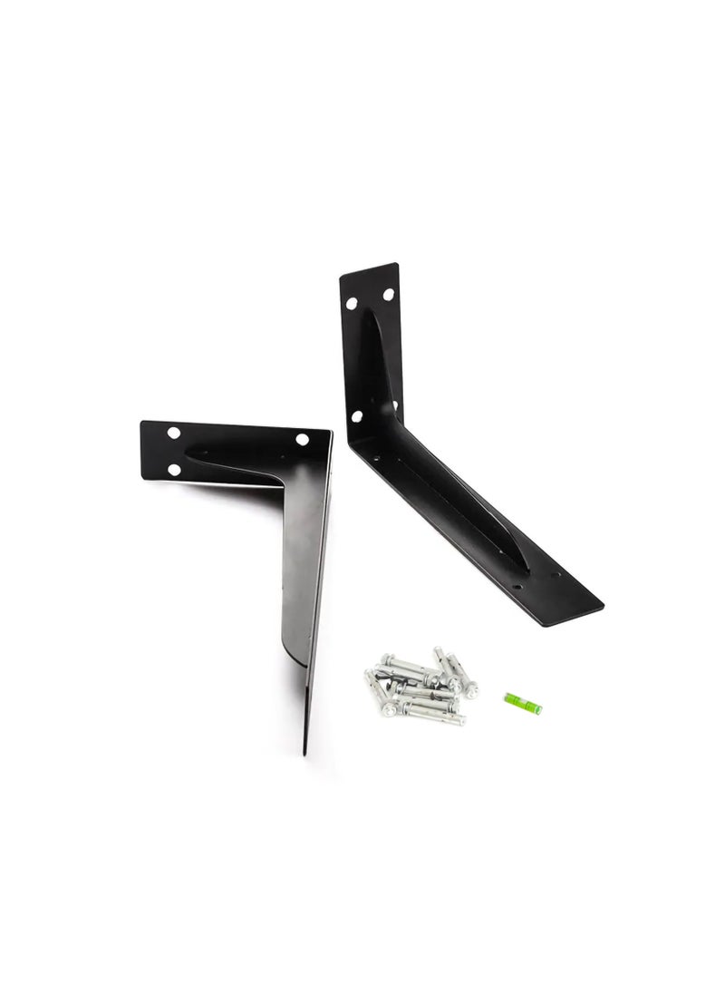 Vixel - VIXEL Heavy Duty Shelf Brackets Corrosion-Resistant Reinforced and Sturdy Brackets for Shelf and Table Work Bench 10inch 2piece set - Image 1