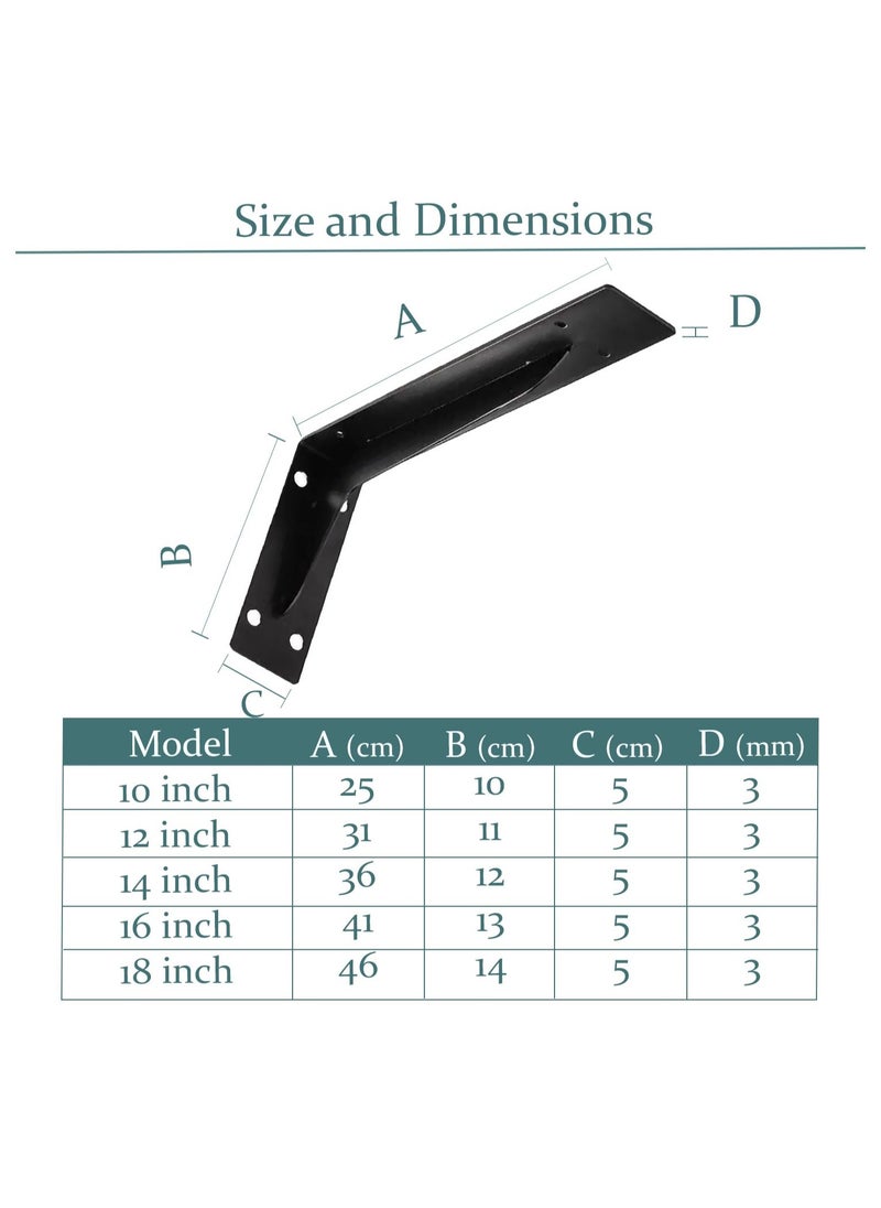 Vixel - VIXEL Heavy Duty Shelf Brackets Corrosion-Resistant Reinforced and Sturdy Brackets for Shelf and Table Work Bench 10inch 2piece set - Image 1