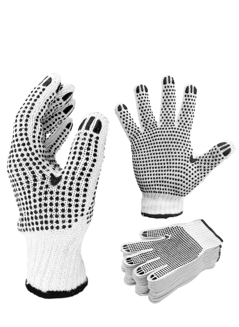 SYOSI Double Side PVC Dotted Gloves White String Knit Work Gloves Cotton Work Gloves Dotted for Construction and Gardening  - Image 2