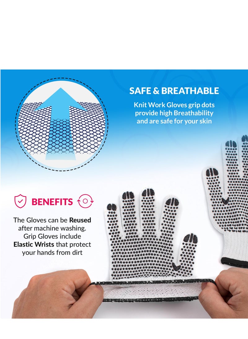 SYOSI Double Side PVC Dotted Gloves White String Knit Work Gloves Cotton Work Gloves Dotted for Construction and Gardening  - Image 4