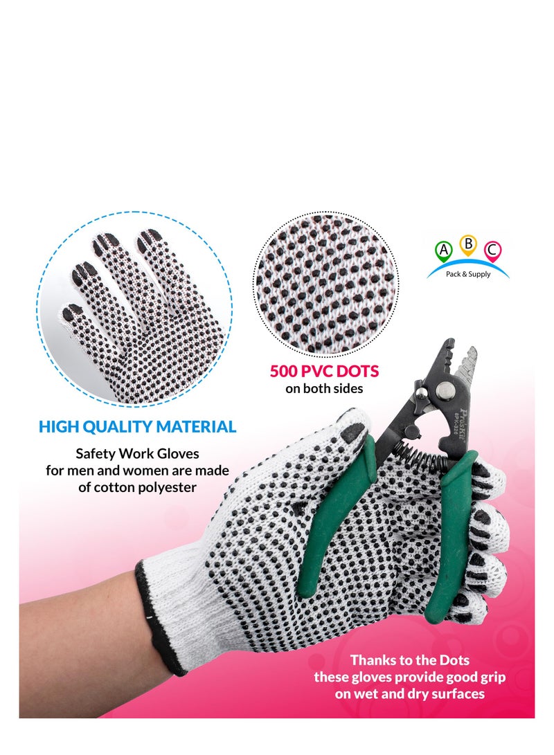SYOSI Double Side PVC Dotted Gloves White String Knit Work Gloves Cotton Work Gloves Dotted for Construction and Gardening  - Image 3